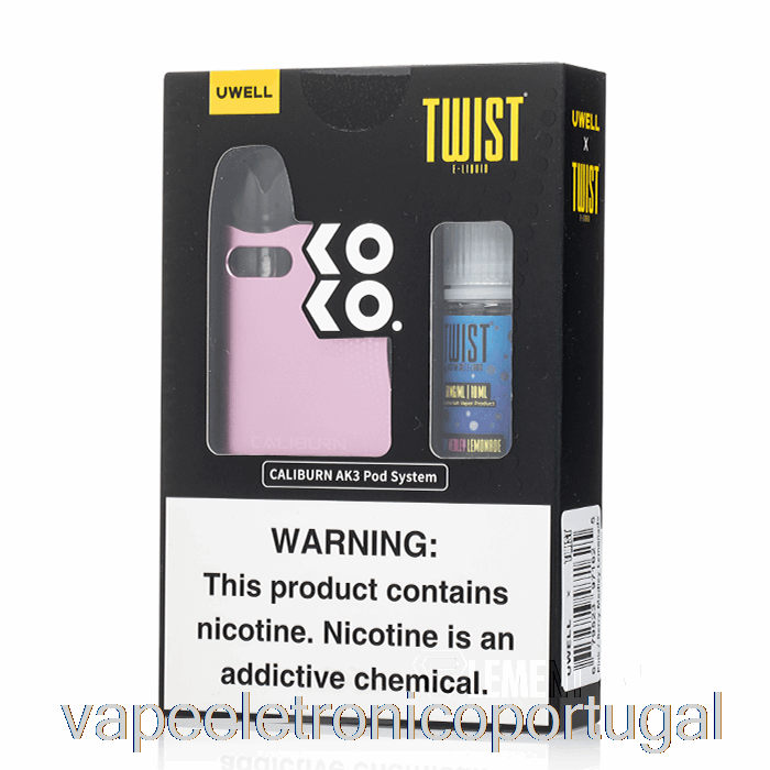 Vape Eletrônico Uwell X Dv Caliburn Ak3 Kit + 50mg Nic Salt [rosa] Twist E-liquid - Berry Medley Lemonade